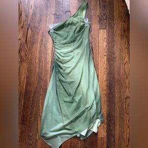 My Michelle Asymmetrical Dress in Shimmering Green
